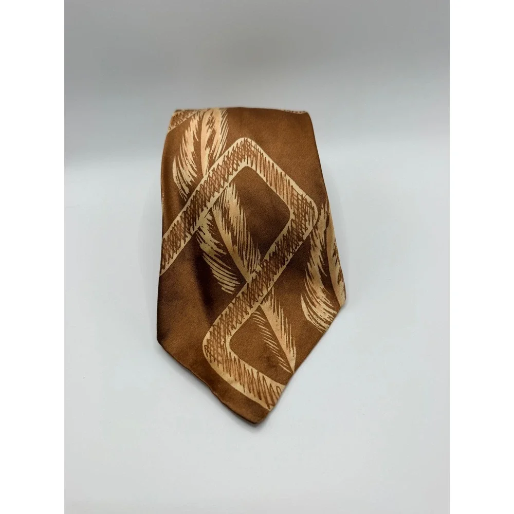 Vintage Hollyvogue Phelps-Dodge Brown Geometric Tie Made in California